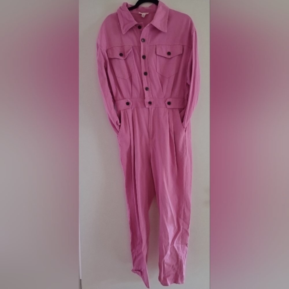 Denim Pink Button-Up Jumpsuit